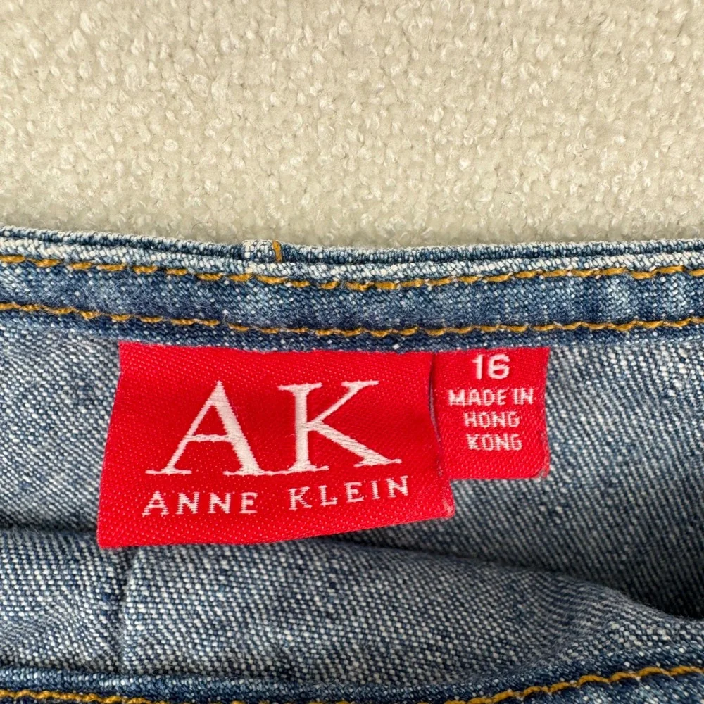 AK Anne Klein‎ Womens Denim Midi Skirt Blue Paneled A-Line 100% Cotton Size 16